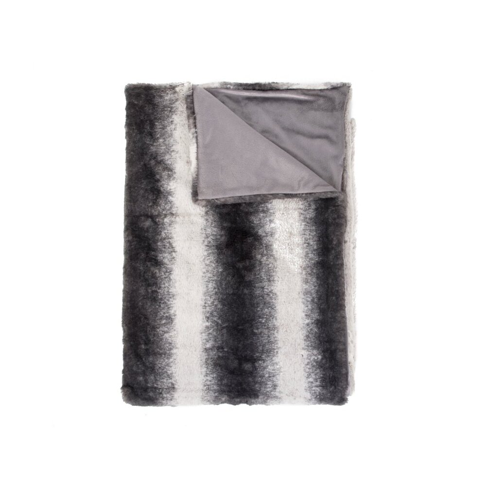 Luxe Home Decor Classic Faux Fur Throw | 1-Piece | charcoal/white | 50"x60"
